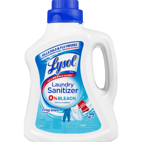 Lysol Laundry Sanitizer, 90 fl oz (2.8 quart) Liquid, Crisp Linen, Blue RAC95872 - main
